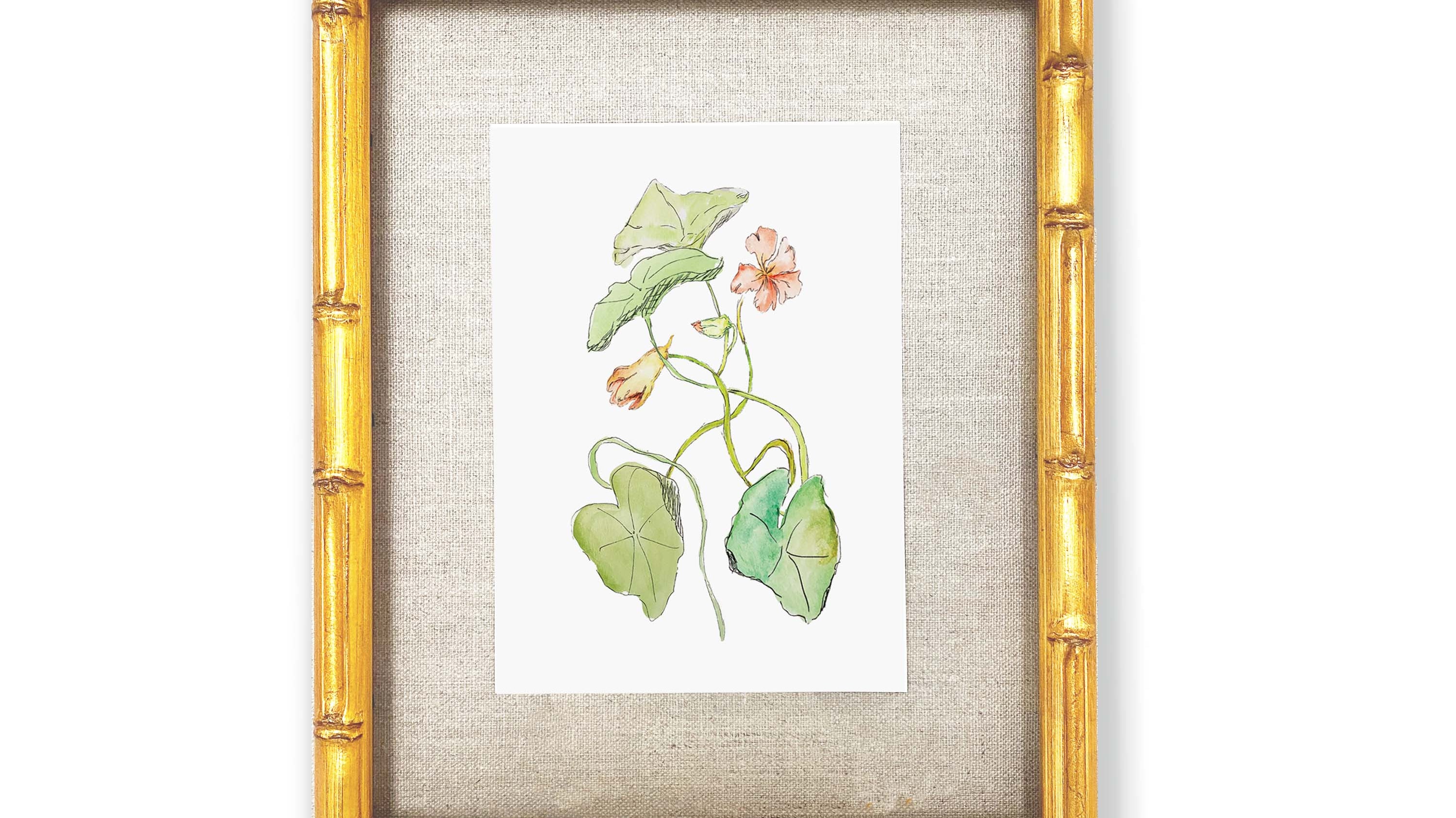 DIY Gold Frame with Linen Mat