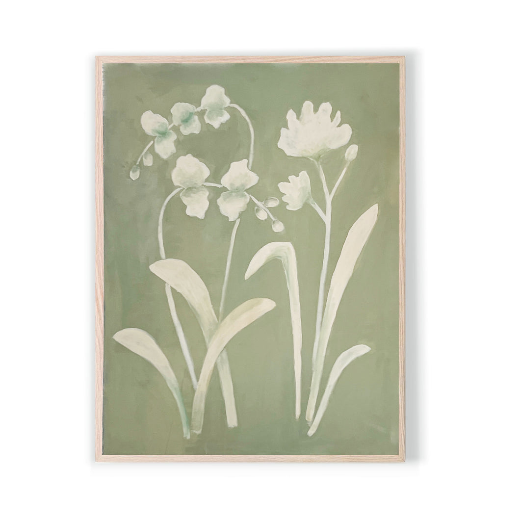 Ivory and Green Orchid Painting