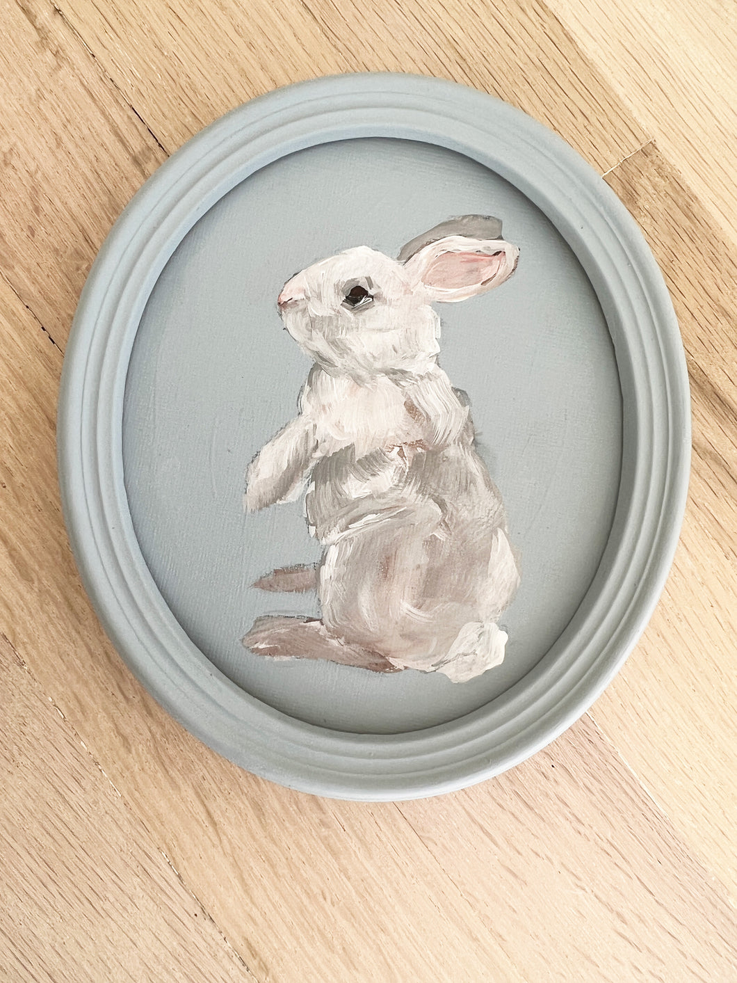 Original Oval Framed Minis of White Bunny